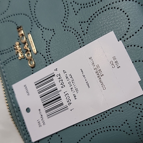 Coach Signature Perforated Leather Corner Zip Wristlet - Picture 5 of 5